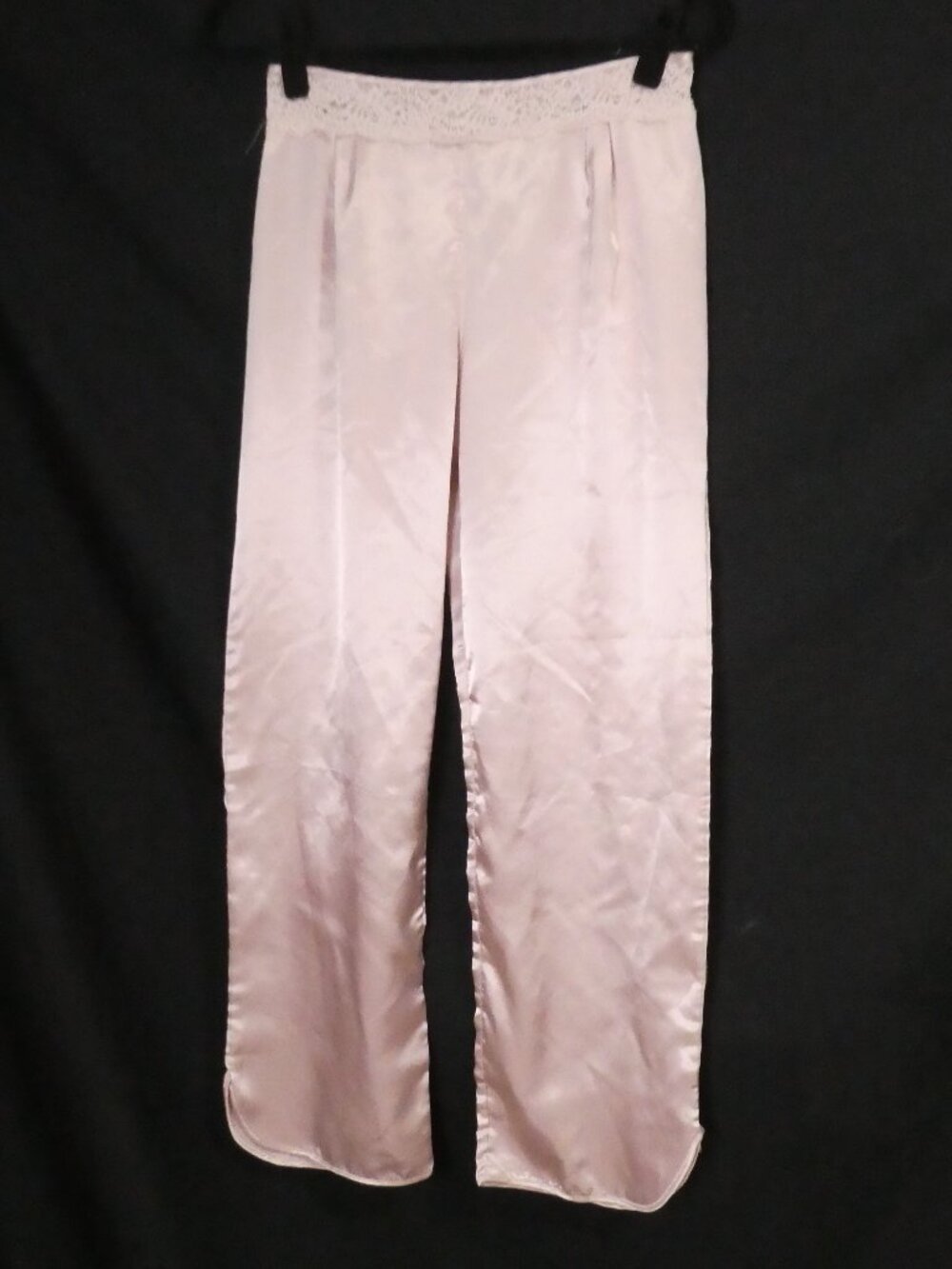 BONDY Satin Texture and Lace Polyester Pajama Bottoms - medium